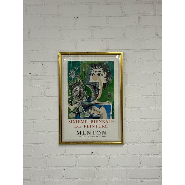 W21.5 H31 Vintage Exhibition poster featuring Picassos “ Femme et Enfant” from 1965. VIntage print shows well overall with...