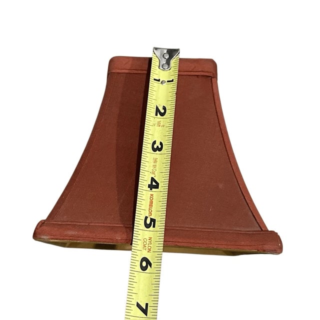 Late 20th Century Vintage Square Bell Clip on Satin Mini Lamp Shade For Sale - Image 5 of 5