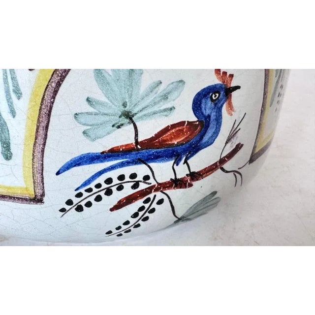 Rustic Provençal French Hand-Painted Faience Terrine with Bird & Botanical Motif For Sale - Image 9 of 13