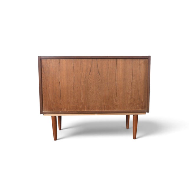 Mid 20th Century Three Drawer Vodder Style Chest in Teak With Finished Back For Sale In San Francisco - Image 6 of 8