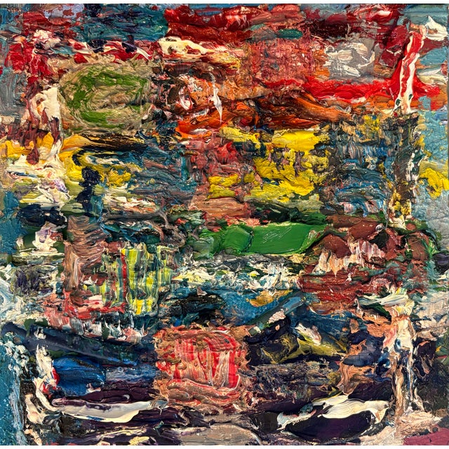 Ink Blue Abstract Colors Oil Painting, by Van Ness For Sale - Image 8 of 8