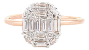 Real Diamond Cluster Engagement Ring for Bride in 18k Rose Gold Size 7