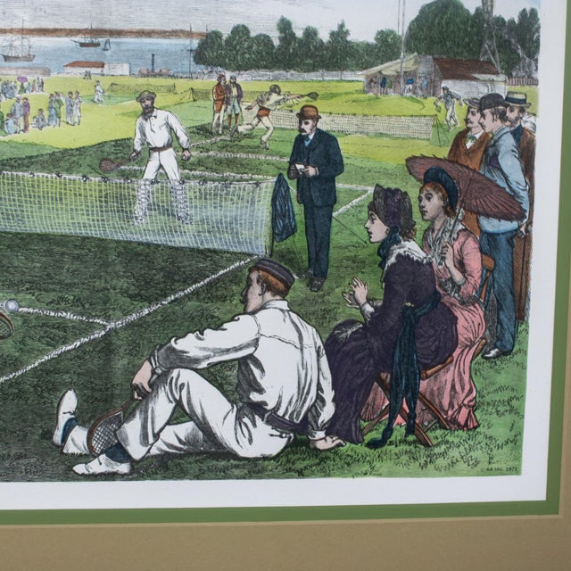 1971 Hand Colored Lithograph Framed Art First National Lawn-Tennis Tournament in Staten Island, Ny For Sale - Image 11 of 18