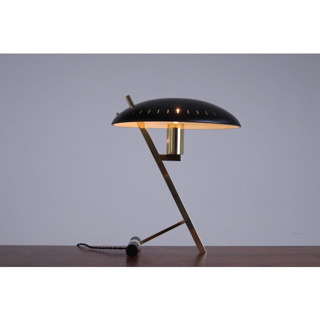 Brass and Black Decora Z Table Lamp by Louis Kalff for Philips, 1950s For Sale - Image 15 of 17