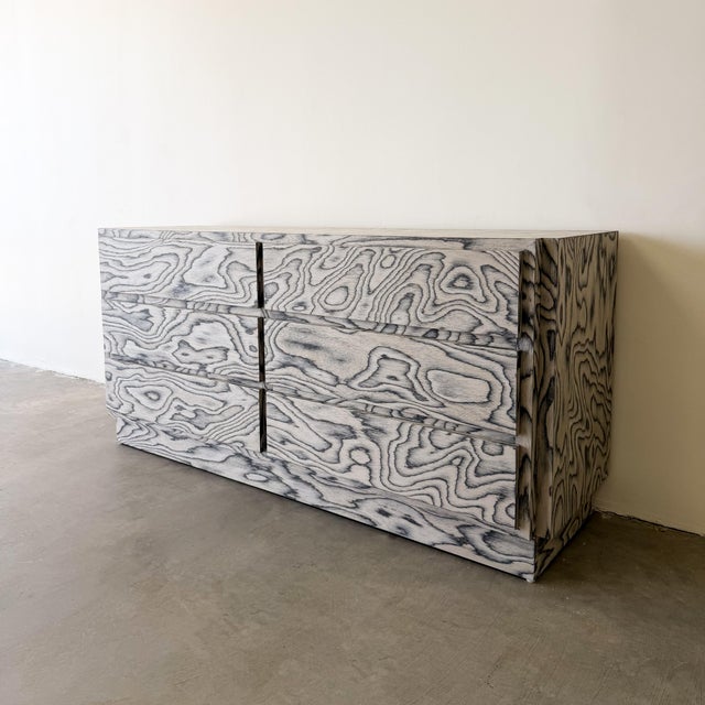 Vintage 1980s Postmodern Memphis Style Dresser in Graphic Veneer For Sale In Palm Springs - Image 6 of 10