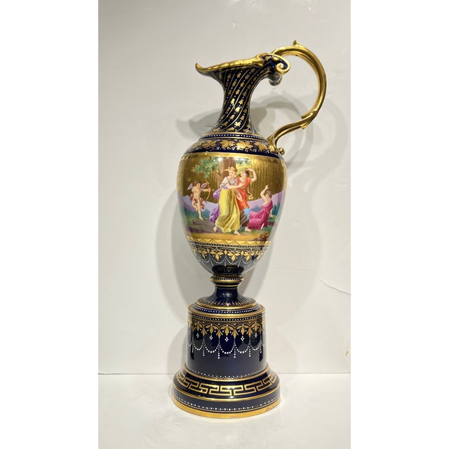 19th Century Royal Vienna Neoclassical Porcelain Ewer on Stand For Sale - Image 4 of 12