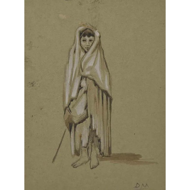 The Boy is a Drawing in pencil, watercolor, and white lead realized by Augusto Monari in the Early-20th Century....