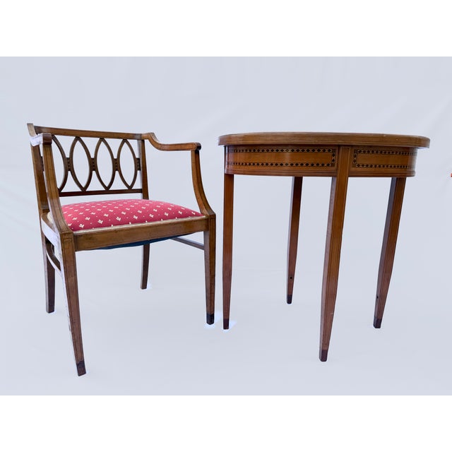Oval Inlaid Side Table attributed to Bruno Paul, Germany, 1910-1920 For Sale - Image 4 of 11