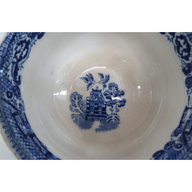Early 20th Century Early 20th Century Allertons England Tea Coffee Cup and Saucer 2pc Set White and Blue Ceramic For Sale - Image 5 of 13
