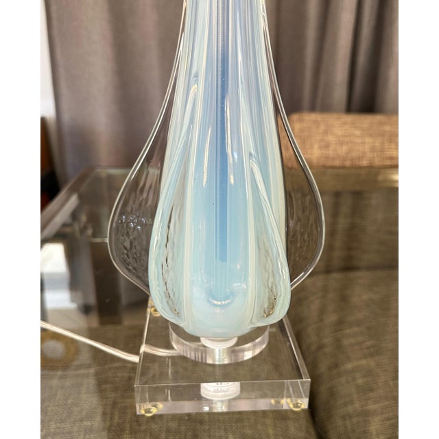 Murano Italian Blue Winged Opalescent Table Lamp For Sale - Image 12 of 14