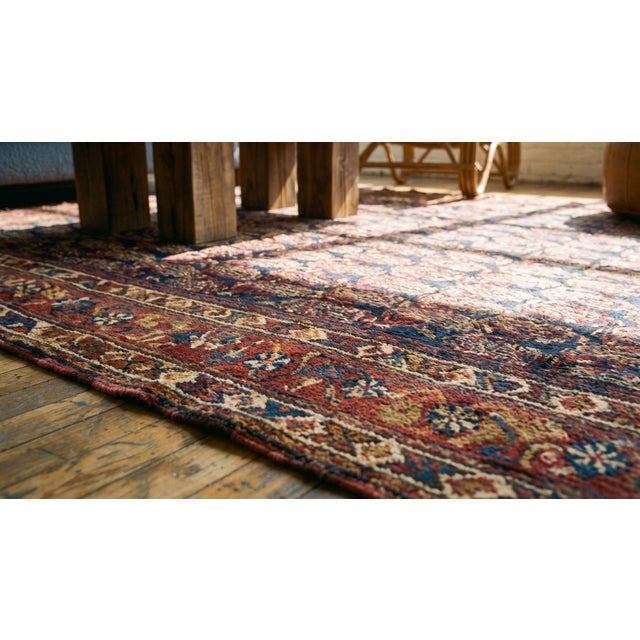1890s Blue Navy Geometric Tribal Hand Knotted Antique Persian Afshar Rug 5'2" X 8'0" Wool Carpet For Sale In New York - Image 6 of 8