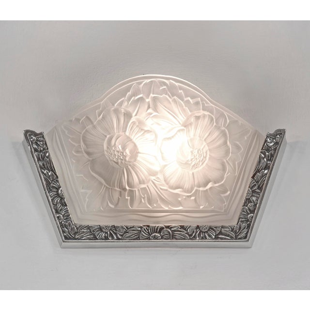 Silver A Pair of French Art Deco Wall Sconces by Cristalleries De Verdun 1930 France - 3 Pairs Available For Sale - Image 8 of 10