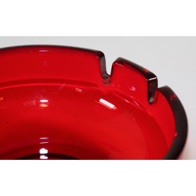 Mid-Century Modern Vintage Mid-Century Glass Ruby Red Cigar Ashtray For Sale - Image 3 of 9