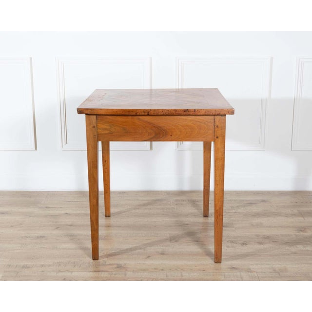 19th Century Walnut Side Table with Geometric Parquetry Top and Drawer For Sale - Image 9 of 11