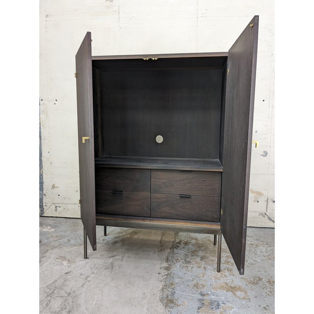 Contemporary Walnut Media Cabinet For Sale - Image 3 of 5