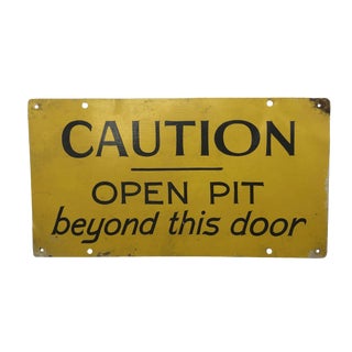 Hand-Painted Metal Open Pit / Mail Room Sign For Sale