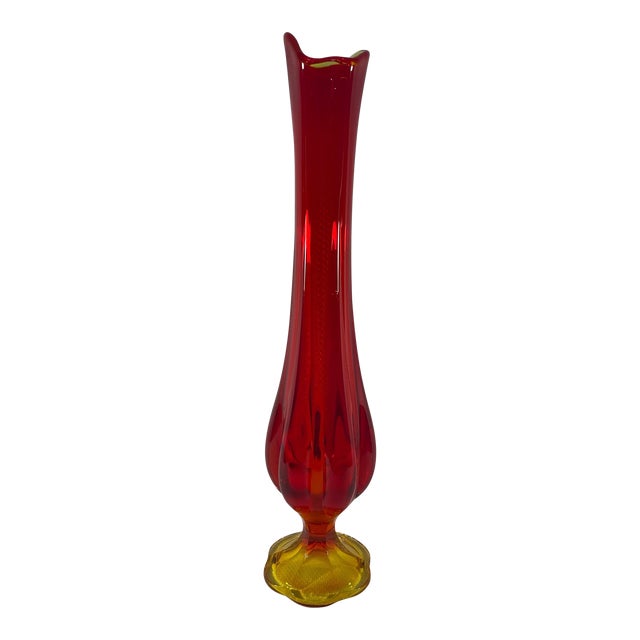 1950s Vintage "Fifties" Ruby Red Art Glass Vase For Sale