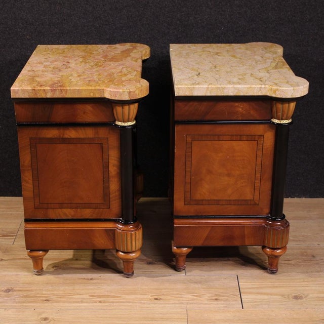 1980s 20th-Century Italian Bedside Tables with Marble Top, 1980s, Set of 2 For Sale - Image 5 of 12