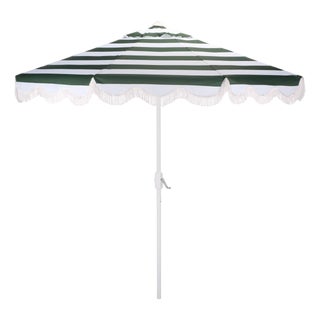 Lucerna 9 Ft Crank Umbrella, Green Stripe/White Pole For Sale