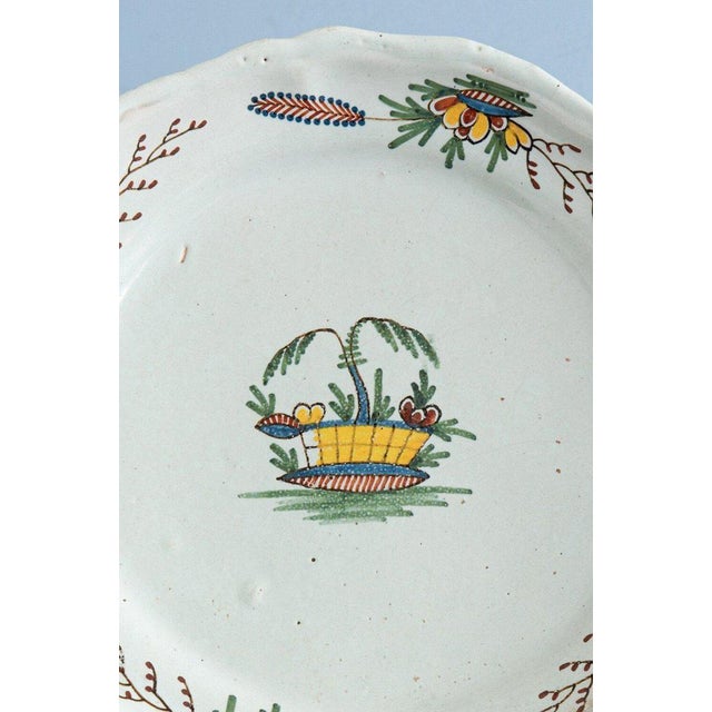 Floral Plates from Rouen, 1700s, Set of 2 For Sale - Image 3 of 11