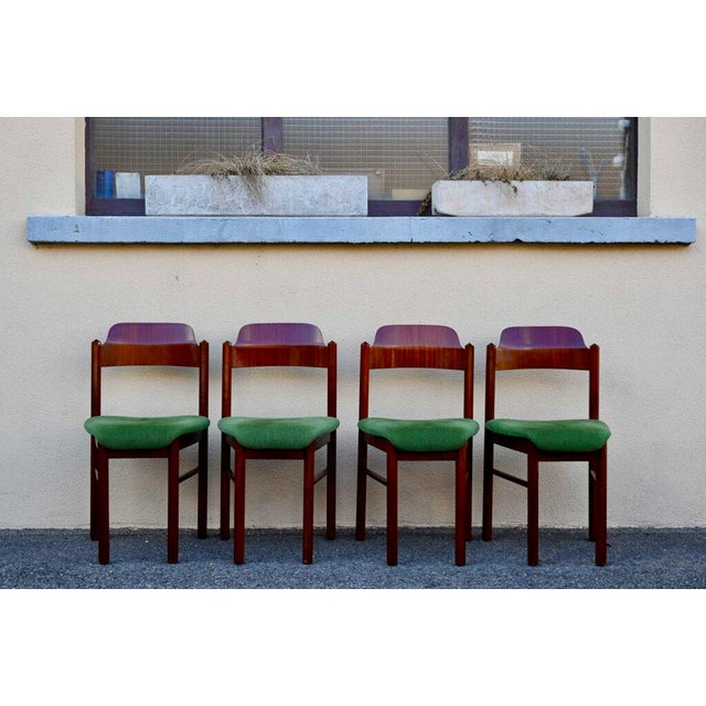 Vintage Scandinavian Brutalist Chairs in Teak and Green Velvet, 1960s, Set of 4 For Sale - Image 18 of 18