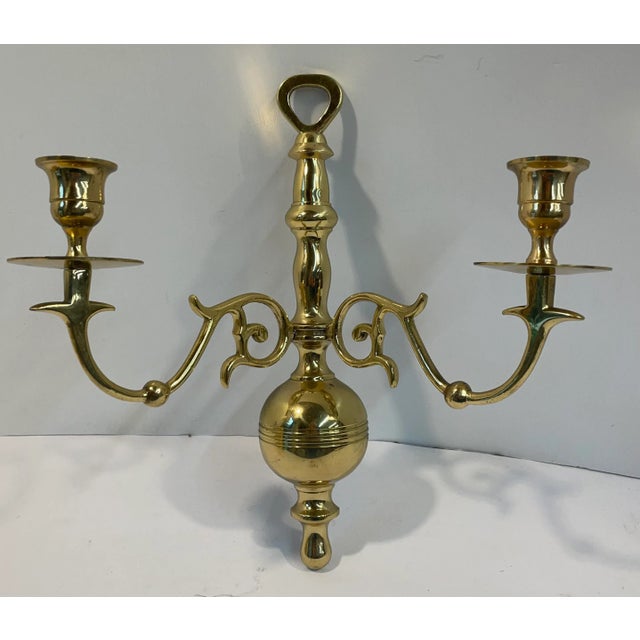 Very nice vintage double arm brass candle sconce!