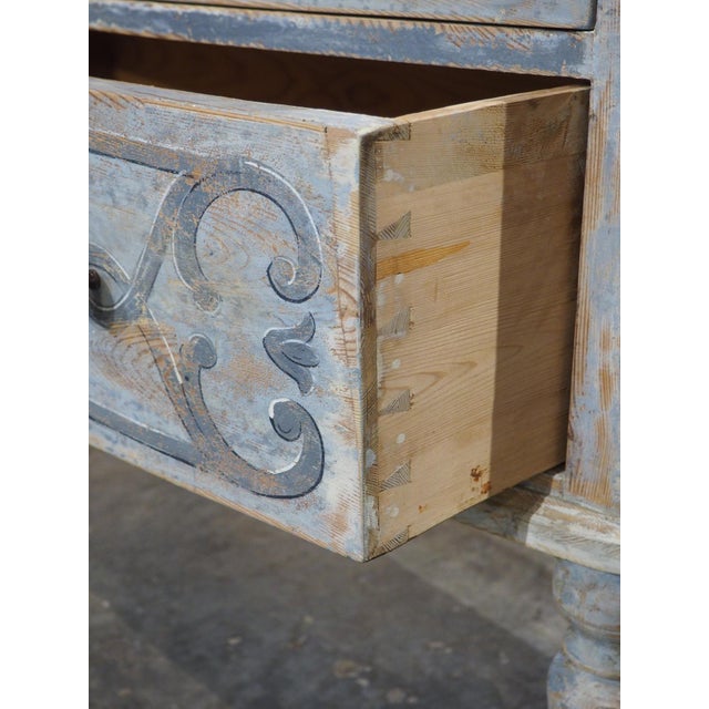 Wood Light Blue Painted and Distressed Sauteuse Commode From Southern Germany For Sale - Image 7 of 18