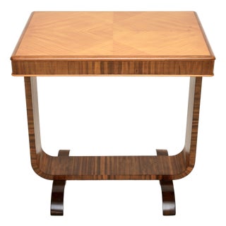 Art Deco Satin Birch and Walnut Occasional Side Table, 1930s For Sale