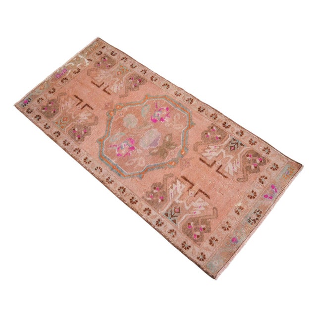 1970s Turkish Hand Made Small Rug Doormat Enrtyway Decor - 1'10" X 3'10" For Sale - Image 6 of 11