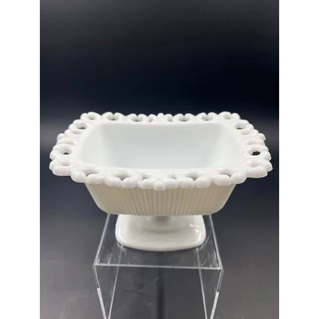 Collection of 6 Vintage Milk Glass Dishes For Sale - Image 6 of 12