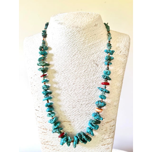 Vintage Turquoise and Coral Native American Necklace For Sale - Image 4 of 4