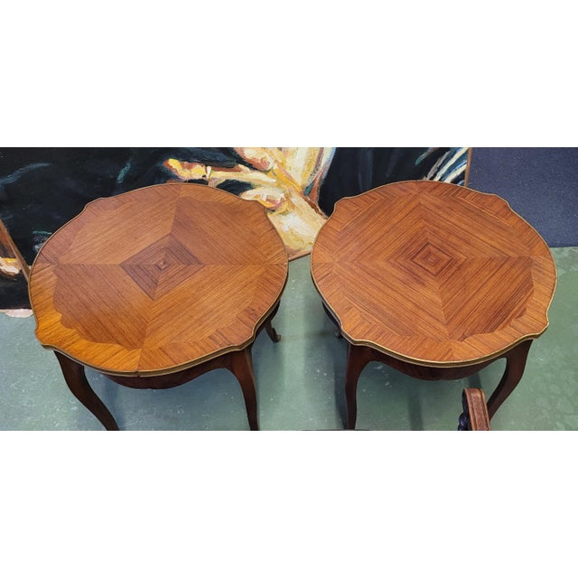 Brown Pair 1930s French Bronze & Satinwood End Tables For Sale - Image 8 of 10