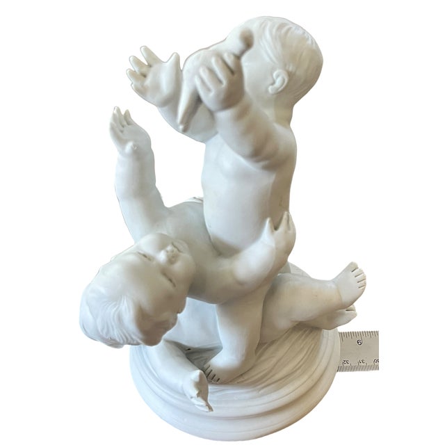 Antique Edmé Samson Paris White Bisque Porcelain Sculpture of Three Children With a Bird For Sale - Image 10 of 16