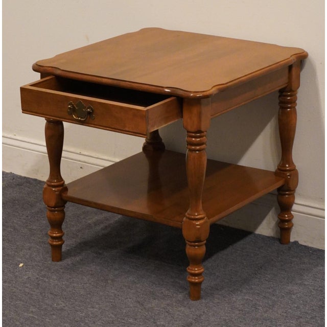 Late 20th Century Ethan Allen Heirloom Nutmeg Maple Colonial Early American 23" Square Accent End Table 10-8445 For Sale - Image 5 of 11