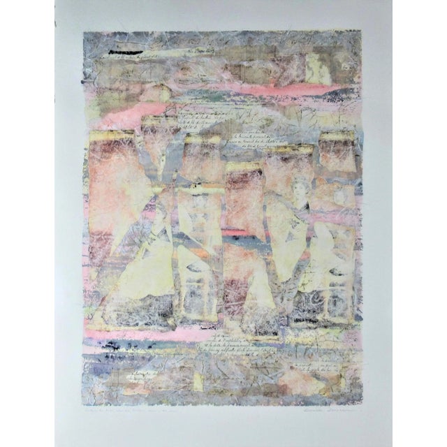 This artwork titled "Couleurs du Temps - Celui du Lointain - Douceurs du Jour" c.1990 is a mixed media and collage on...