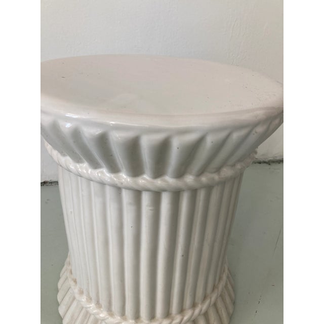 White Glazed Ceramic Garden Seat For Sale In Los Angeles - Image 6 of 10