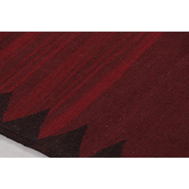 Textile Vintage Sofreh Persian Kilim, Square Rug in Deep Red Open Field - Rug & Kilim For Sale - Image 7 of 8