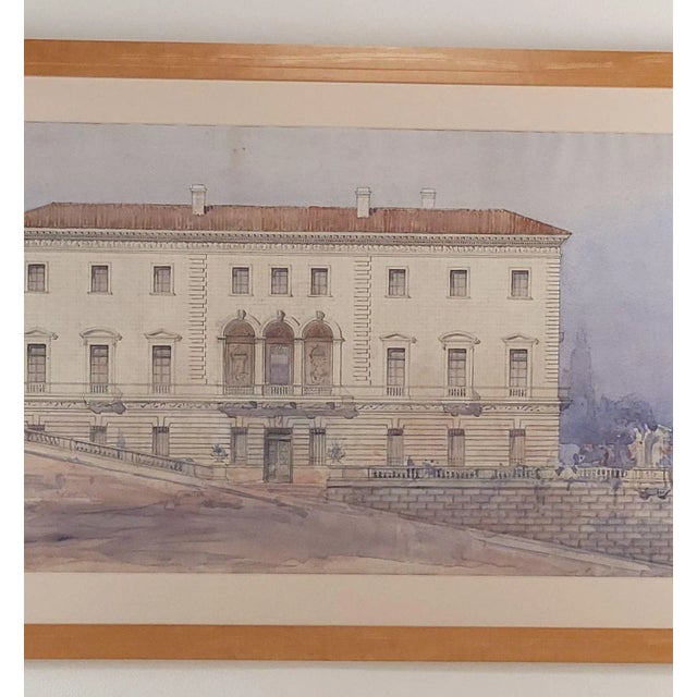 A watercolor of an Italian villa, Italy circa 1980.