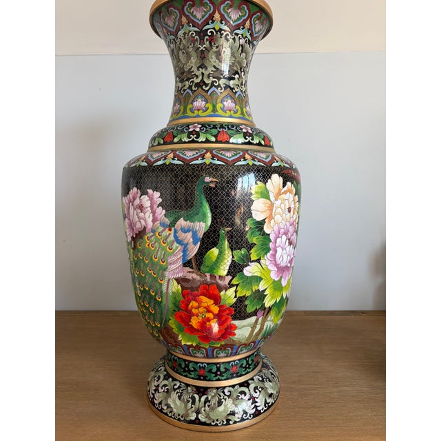 Monumental Mid-Century Phoenix and Peony Floor Vase For Sale - Image 4 of 9