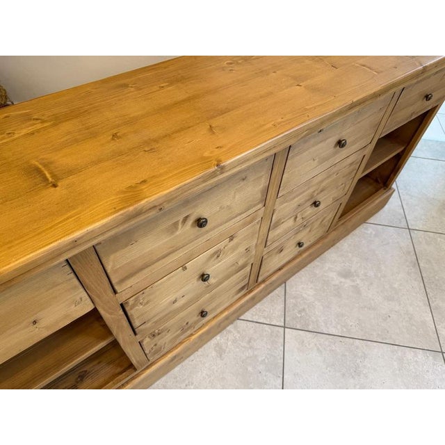 Brown Antique Apothecary Shop Cabinet in Softwood For Sale - Image 8 of 9