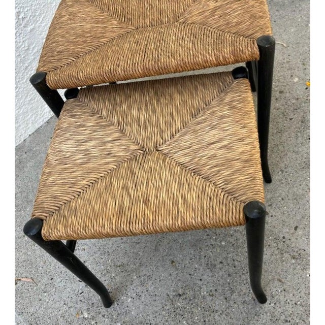 Italian 1940s Italian Hand Woven Splint Top Nesting Tables - Set of 3 For Sale - Image 3 of 10