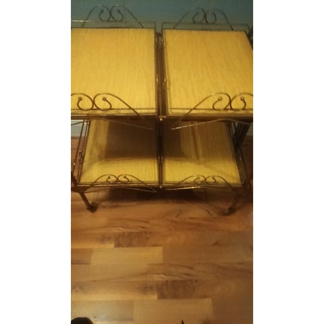 Vintage Cesare Lacca Style Rolling and Folding 2-Tier 4-Tray Bar Cart / Tea Cart For Sale - Image 12 of 17