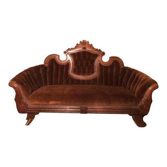 Late 18th Century Victorian Brown Settee For Sale