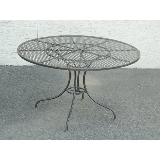 Vintage Round Wrought Iron Patio Dining Table For Sale - Image 4 of 13