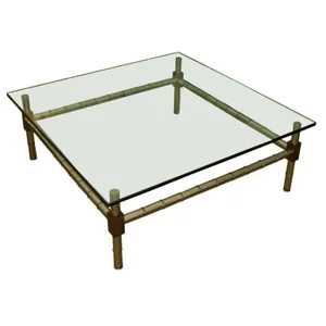 1980s Oversized Faux Bamboo Coffee Table