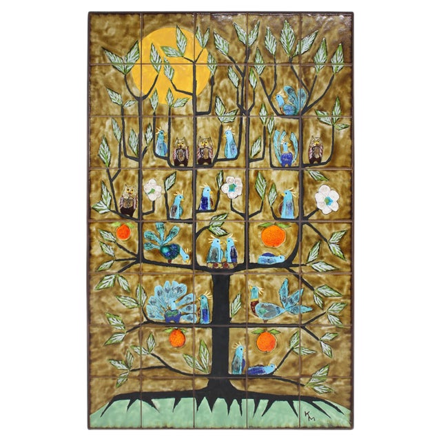 Hand Painted Ceramic Art by Knud Michel, 1960s For Sale