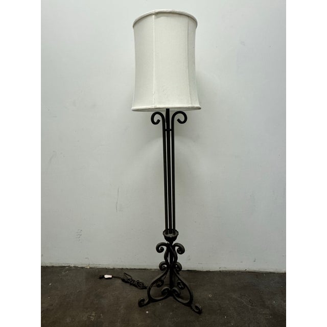 Vintage Art and Craft/Spanish Style Iron Work Floor Lamp For Sale - Image 11 of 12