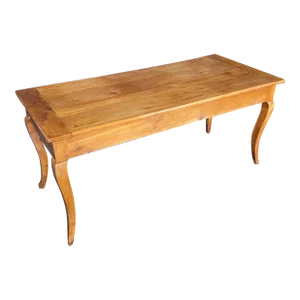 French Provincial Cherry Farmhouse Harvest Dining Table With Bread Board