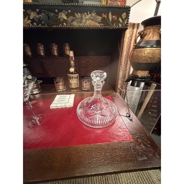 Jacobean Style Tapestry Covered Desk on Barley Twist Base For Sale - Image 16 of 17