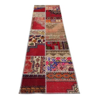 Geometric Design Vintage Wool Runner For Sale